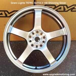 Gram Lights T57RC 18×7.5 5×114.3 +48 Shinning Silver Wheel – Single