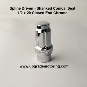 Shanked Tuner External Spline Chrome Lug Nuts 1/2 x 20