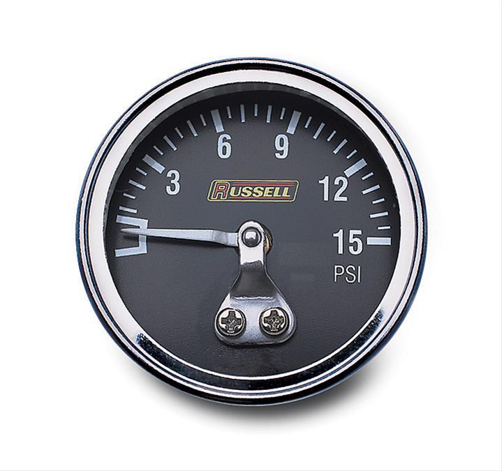 Russell Performance 0 15psi Fuel Pressure Gauge Non Liquid 