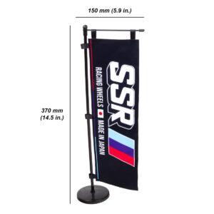 SSR Wheels Mini Nobori Banner w/ Stand Black TYSSRMN001
