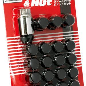 Kics Bull Lock & Nut Set 12X1.5mm Black Closed Acorn 16+4pc #0651B-19