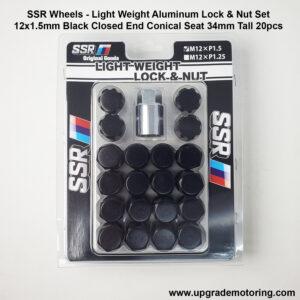 SSR Wheels – Light Weight Lock Nut Set 12×1.5 Black Closed 20pcs