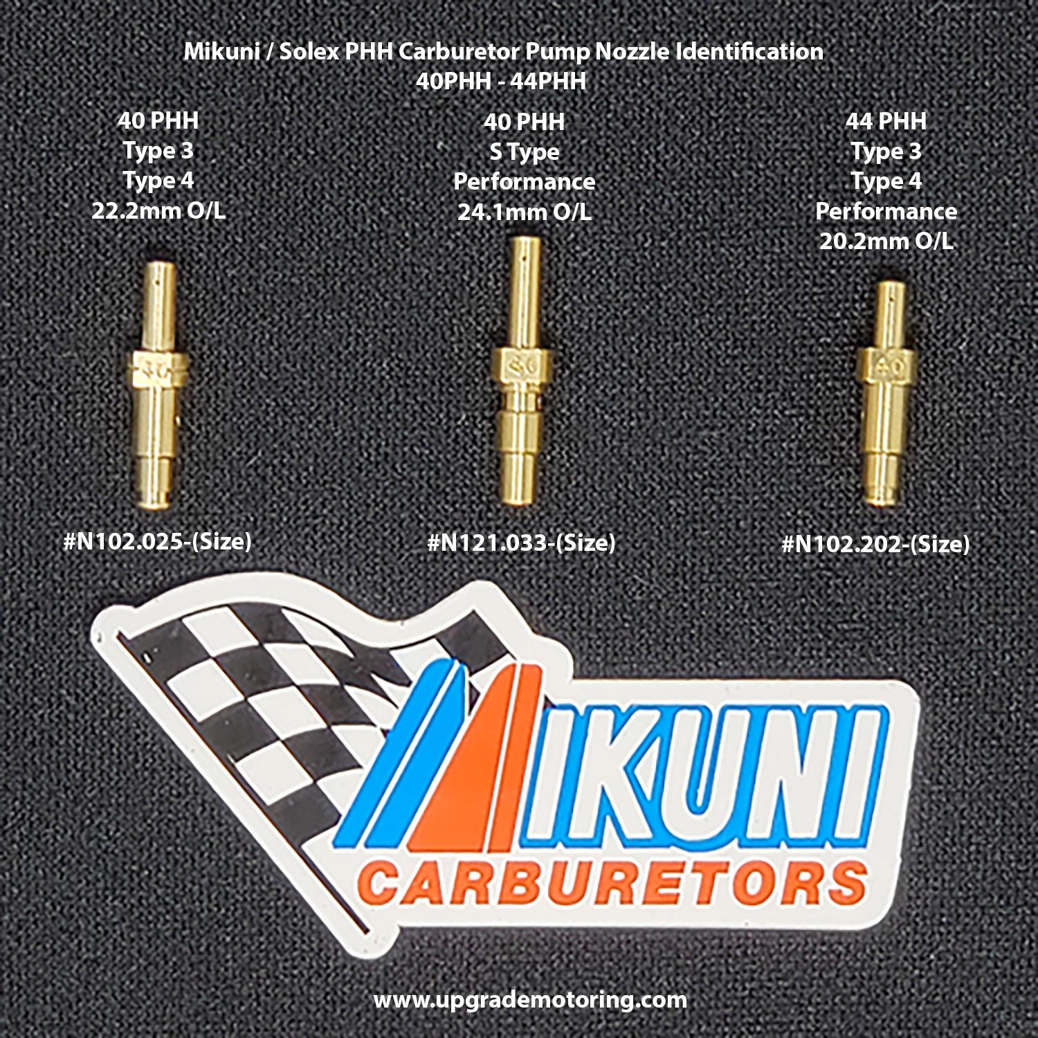 Mikuni / Solex 40PHH Carburetor Type 3, Type 4 - Pump Nozzle Size