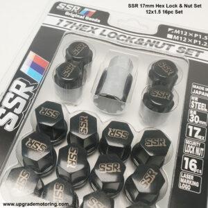 SSR Wheels 17mm Hex Lock & Nut Set 12×1.5 Black 16pc Set #SSTL150