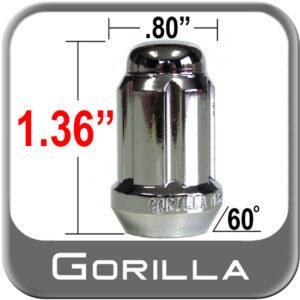 Gorilla Small Diameter Spline Acorn Lug 12×1.25 Chrome Closed Each #21128HT