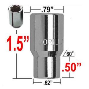 Gorilla 12×1.25 Hex Socket Lug Nuts Mag E-T w/60° Taper Chr #21028