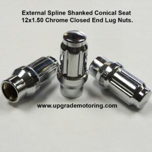 Shanked Tuner External Spline 12×1.5mm Chrome Closed Lug Nuts