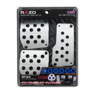 Car Mate Razo Super Grip Pedal Set M/T w/Blue #RP123