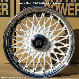 Work Mesh 15×7.0 4×114.3 +13 Silver Center Lock Cap Wheel