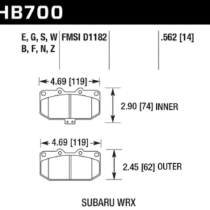 Hawk HPS Brake Pads – Impreza WRX 06-07 Front #HB700F.562