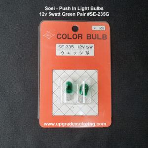Soei – 168 (194) Push In Light Bulbs – 12v 5watt Green Pair #SE-235G
