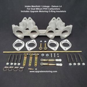 Intake Manifold/Linkage – Datsun 510 L4 – For Dual Mikuni PHH Carburetors