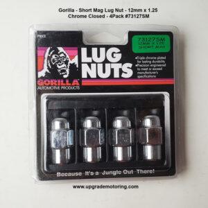 Gorilla – Short Mag Lug Nut – 12mm x 1.25 – Chrome Closed – 4Pack #73127SM